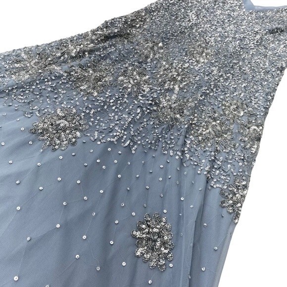 Adriana Papell Blue Sequin Gown NEW! - Picture 6 of 11
